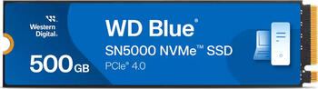 500 GB SSD Western Digital WD Blue SN5000 NVMe, M.2/M-Key (PCIe 4.0 x4), lesen: 5000MB/s, schreiben: 4000MB/s SLC-Cach