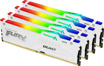 DDR5RAM 4x 16GB DDR5-6000 Kingston FURY Beast RGB weiß DIMM on-die ECC, CL40-40-40 Kit