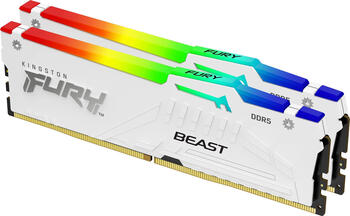 DDR5RAM 2x 16GB DDR5-5600 Kingston FURY Beast RGB weiß DIMM on-die ECC, CL36-38-38 Kit