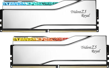 DDR5RAM 2x 16GB DDR5-6400 G.Skill Trident Z5 RGB Royal Silver DIMM on-die ECC, CL32-39-39-102 Kit