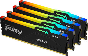 DDR5RAM 4x 16GB DDR5-5200 Kingston FURY Beast RGB schwarz DIMM on-die ECC, CL40-40-40 Kit