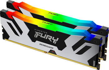 DDR5RAM 2x 32GB DDR5-6400 Kingston FURY Renegade RGB schwarz/silber DIMM on-die ECC, CL32-39-39 Kit