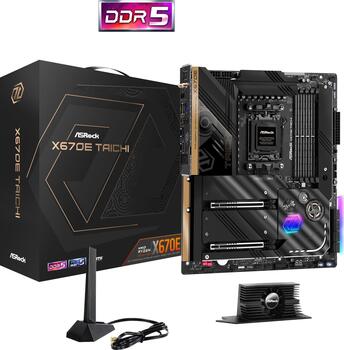 ASRock X670E Taichi, E-ATX Mainboard, 4x DDR5, max. 128GB, HDMI 2.1, Wi-Fi 6E, Bluetooth 5.2