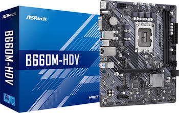 ASRock B660M-HDV, µATX-Mainboard 2x DDR4 DIMM max. 64GB, HDMI 2.1 (iGPU), USB-C 3.1