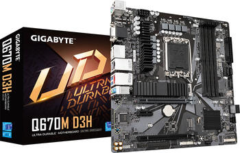 GIGABYTE Q670M D3H, µATX Mainboard, 4x DDR5, max. 128GB, 1x VGA, 1x HDMI 2.0, 1x USB-C 3.1