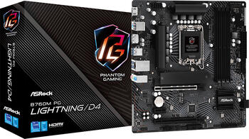 ASRock B760M PG Lightning/D4, µATX Mainboard, 4x DDR4, max. 128GB, 1x HDMI 2.1, 1x USB-C 3.0