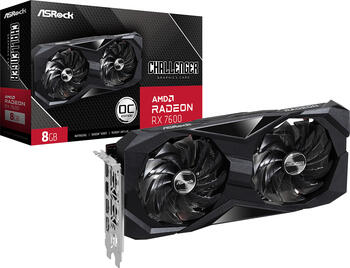 ASRock Radeon RX 7600 Challenger 8GB OC, RX7600 CL 8GO, 8GB GDDR6 Grafikkarte, HDMI, 3x DP