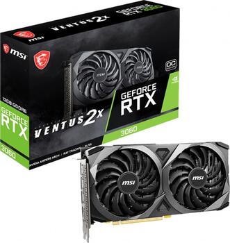 MSI GeForce RTX 3060 Ventus 2X 12G OC, 12GB GDDR6, Grafikkarte, HDMI 2.1, 3x DisplayPort 1.4a