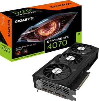 GIGABYTE GeForce RTX 4070 Windforce OC V2 12G, 12GB GDDR6 Grafikkarte, HDMI, 3x DP