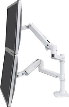 Ergotron LX Dual Stacking Arm für Tischmontage weiß , bis 24 Zoll, 2x VESA 75x75, 100x100