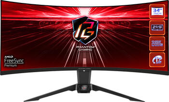 34 Zoll ASRock Phantom Gaming PG34WQ15R2B, 86.4cm TFT, 165Hz, FreeSync, 1ms (MPRT), 2x HDMI 2.0, 1x DisplayPort 1.4