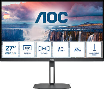 27 Zoll AOC Q27V5N/BK, 68.6cm TFT, 75Hz, 4ms (GtG), 1ms (MPRT), 2x HDMI 1.4, 1x DisplayPort 1.2