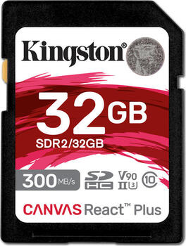 32 GB Kingston Canvas React Plus SDHC Speicherkarte, lesen: 300MB/s, schreiben: 260MB/s