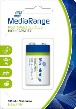 Mediarange 9V Nickel-Metallhydrid Wiederaufladbarer Akku 