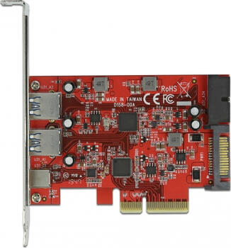 Delock PCI Express x4 Karte LP 1x Type-C, 2x Typ-A, USB 3.0 Pfostenstecker