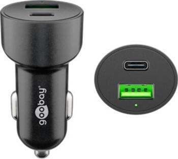 Goobay Dual-USB Kfz Auto-Schnellladegerät USB-C PD 48W (12/24 V) USB-A/USB-C