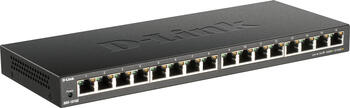 D-Link DGS-1000 Desktop Gigabit Switch, 16x RJ-45, Backplane: 32Gb/s, lüfterlos, Metallgehäuse