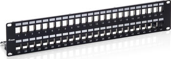 19 Zoll /HE2 Equip Keystone Patchpanel Cat.6A 48-Port schwarz