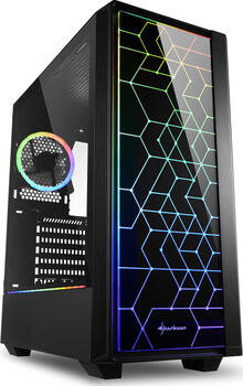 Sharkoon RGB LIT 100, Glasfenster ATX-MidiTower 