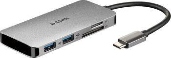 D-Link 6-in-1 USB-C Hub, HDMI, Kartenleser, Energieversorgun