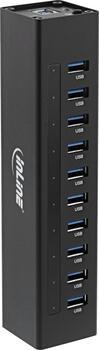 InLine USB 3.0 Aluminium Hub, 10 Port, schwarz 