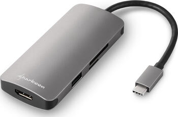 Sharkoon USB 3.0 Type C Multiport Adapter USB 3.2 Gen 1 Meta(3.1 Gen 1) Type-C 5000 Mbit/s Grau