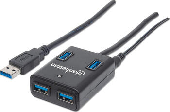 Manhattan USB-Hub, 4x USB-A 3.0, USB-A 3.0 Stecker