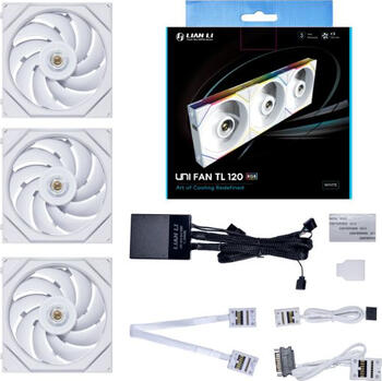 Lian Li Uni Fan TL 120 RGB 3er-Pack, 120x124x28mm (BxHxT), 153.1m³/h (90.1 CFM), 33dB(A), Vibrationsdämpfer