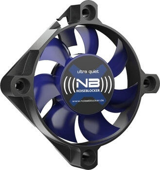 Noiseblocker NB-BlackSilentFan XS1 50mm, 50x50x10mm (BxHxT), 11.5m³/h (6.77 CFM), 16.3dB(A), Vibrationsdämpfer