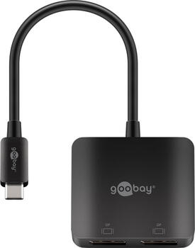 USB-C-Adapter > 2x DisplayPort für 8k/30Hz, bis zu 32.4 Gbit/s schwarz goobay