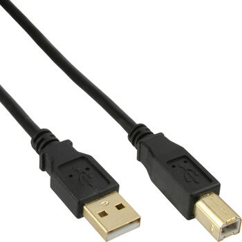 10m USB 2.0 Kabel, A an B, schwarz, Kontakte gold InLine 