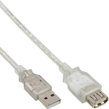 3m USB 2.0 Verlängerung, Stecker/ Buchse, Typ A, transparent 