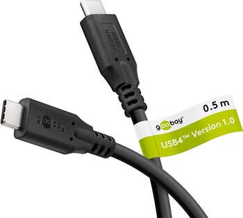 0,5m Super Charge & Sync PD USB-C--Kabel, stecker/ stecker USB 4, 100W, schwarz, goobay