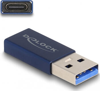 DeLOCK USB 10 Gbps Adapter USB Typ-A Stecker zu USB Type-C Buchse aktiv blau