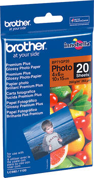 Brother Premium Plus Fotopapier glänzend 10 x 15 20Blatt 