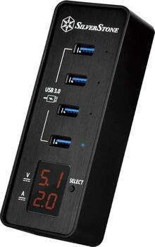 SilverStone EP03B USB-Hub, 4x USB-A 3.0, USB-B 3.0 [Buchse]