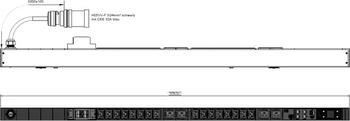 Bachmann PDU, Steckdosen, 16xDosen(C13)+ 4x(C19)+2xLS-> 1ph Zuleitung 3m, 32A, mit Stecker CEE 32A blau BN7500,