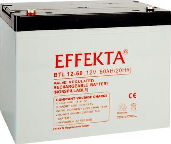 Effekta zbh. Akku 12V/ 60Ah,10-Jahresbatterien, F11/M6 Schraubanschluss