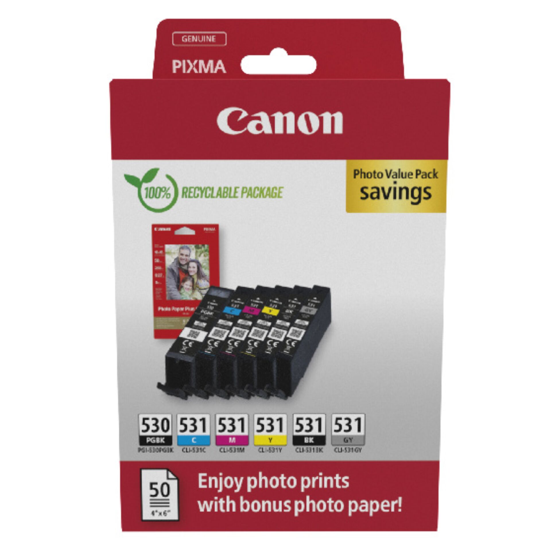 Canon PGI-530 / CLI-531 Photo Value Pack PGBK/C/M/Y/BK/GY