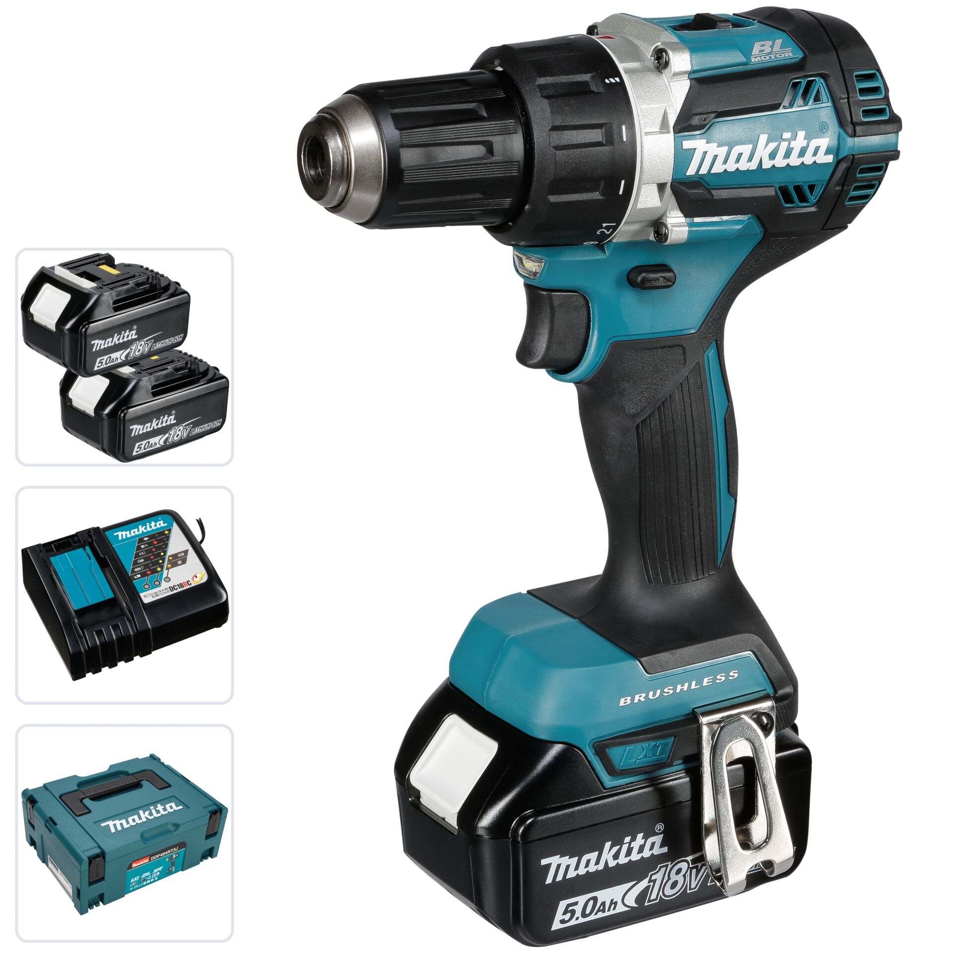 Makita DDF484RT3J Bohrmaschine 2000 RPM 1,8 kg Schwarz, Blau, Silber