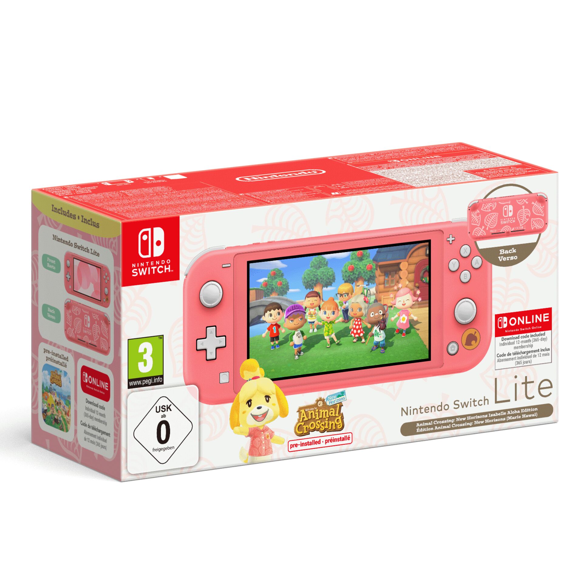 Nintendo Switch Lite - Animal Crossing: New Horizons Melinda Aloha Bundle koralle