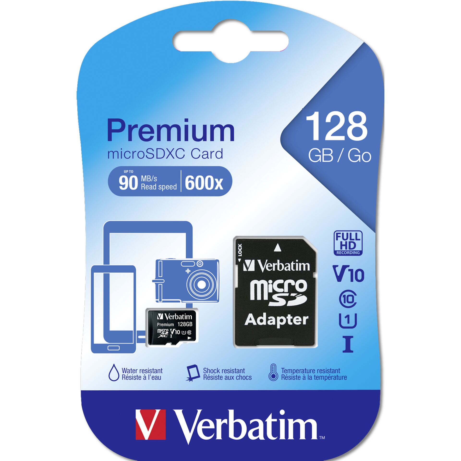 Verbatim microSDXC         128GB Class 10 UHS-I incl Adapt. 44085