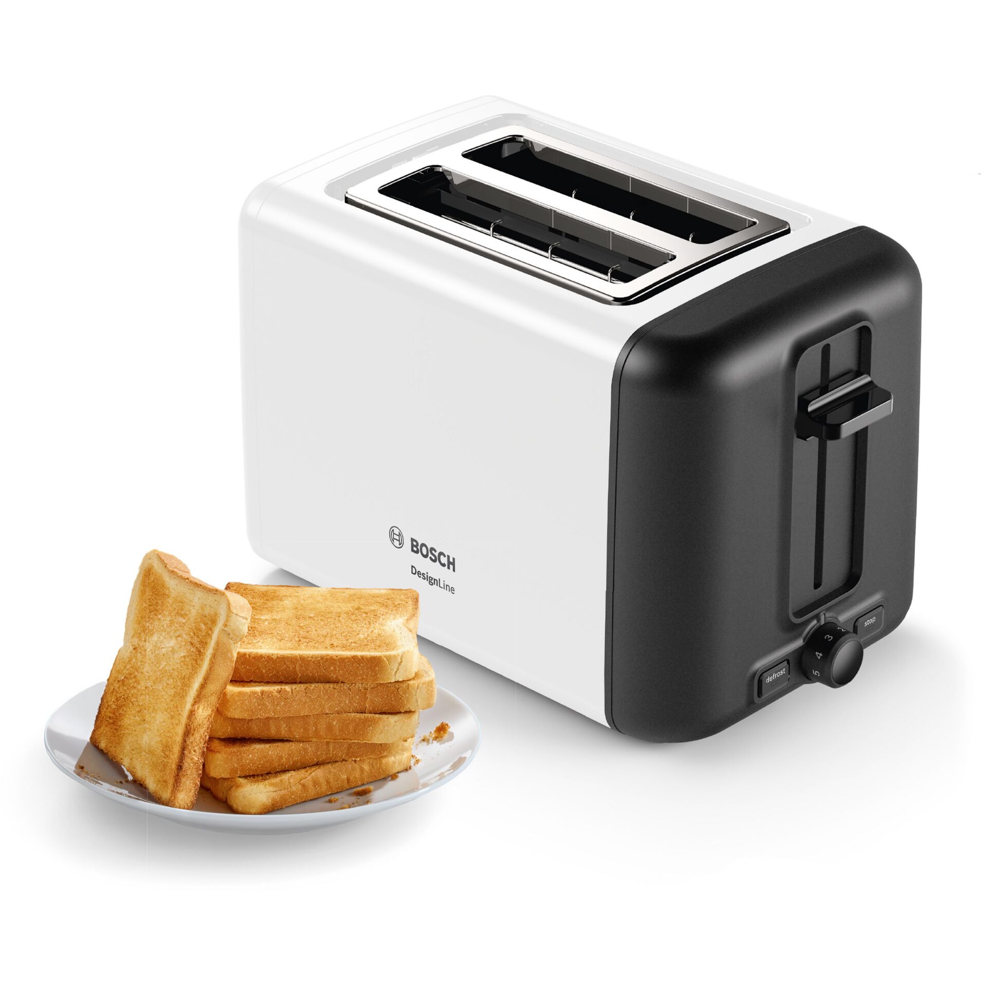 Bosch TAT3P421DE Toaster 2 Scheibe(n) 970 W Schwarz, Weiß