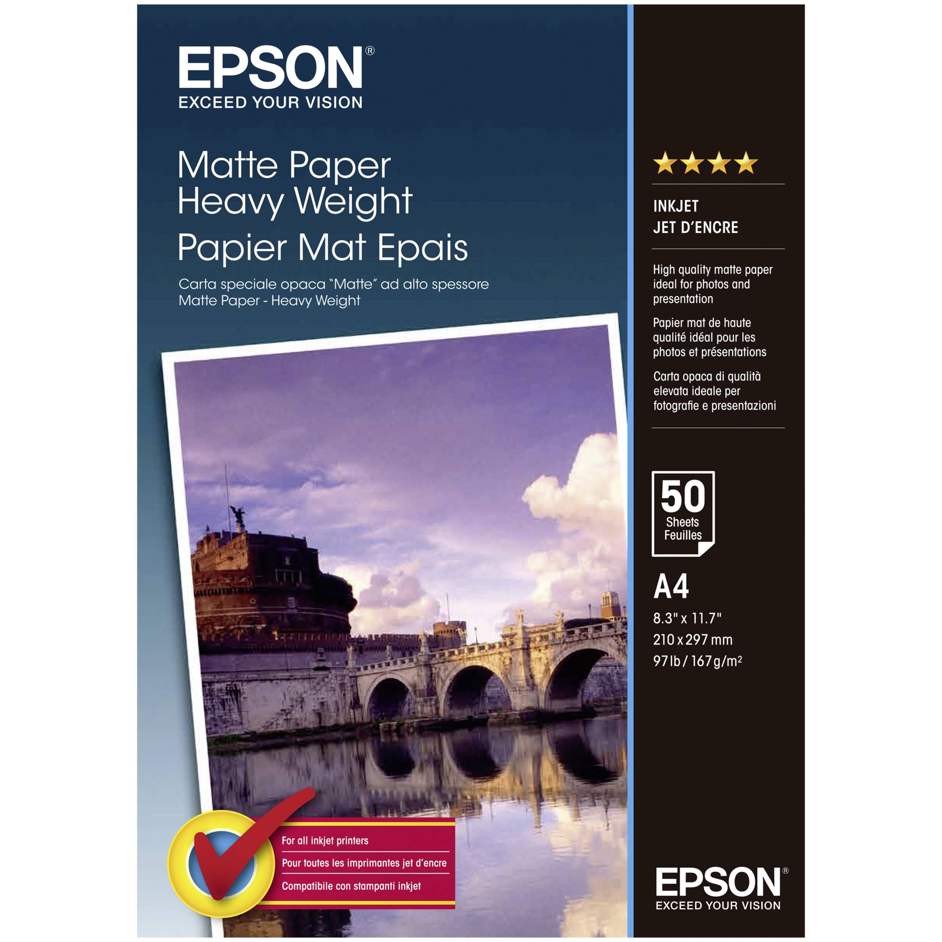 Epson Matte Papier - Heavyweight A4, 167g/m², 50 Blatt 