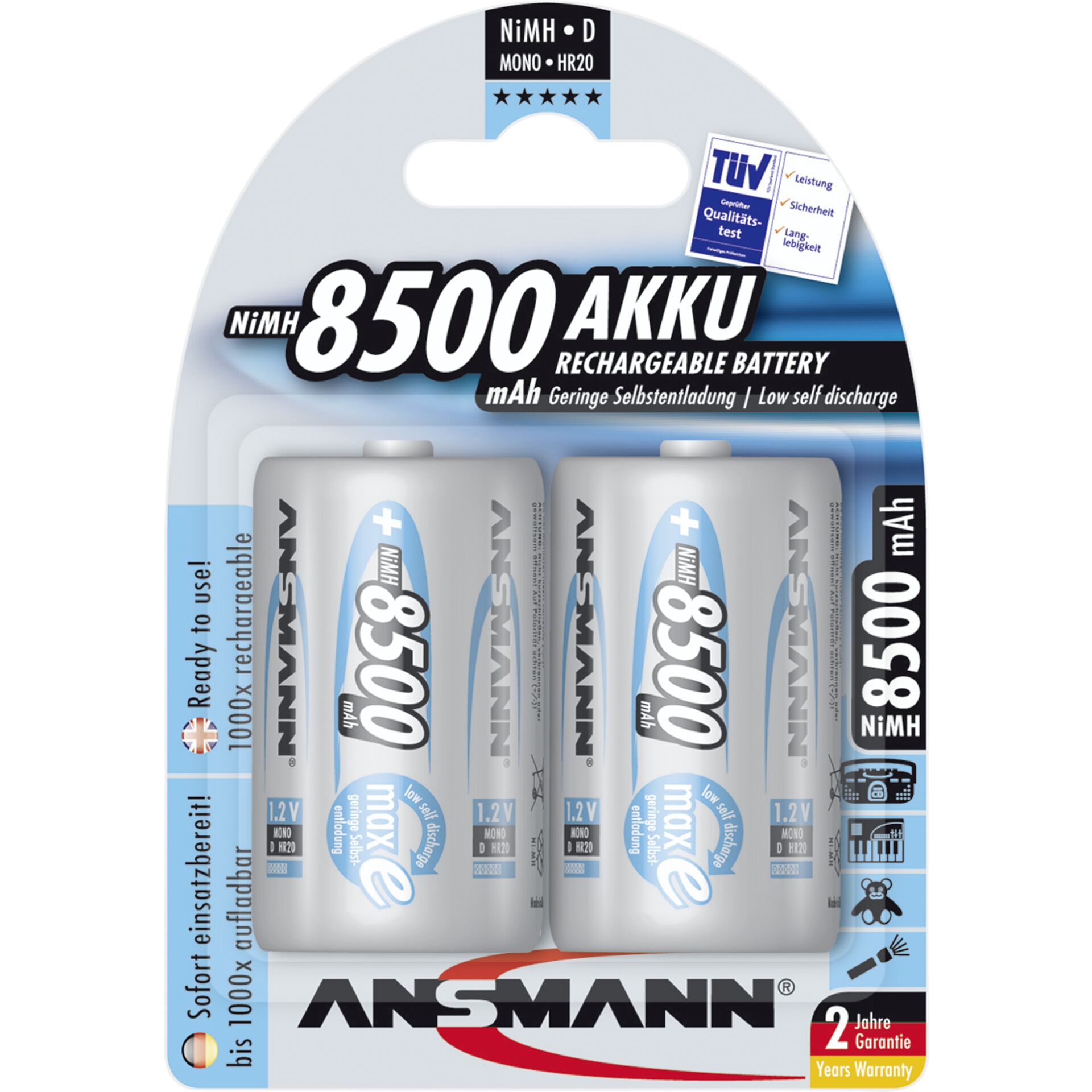 Ansmann maxe Mono D NiMH 2x 8.500 mAh Akku 