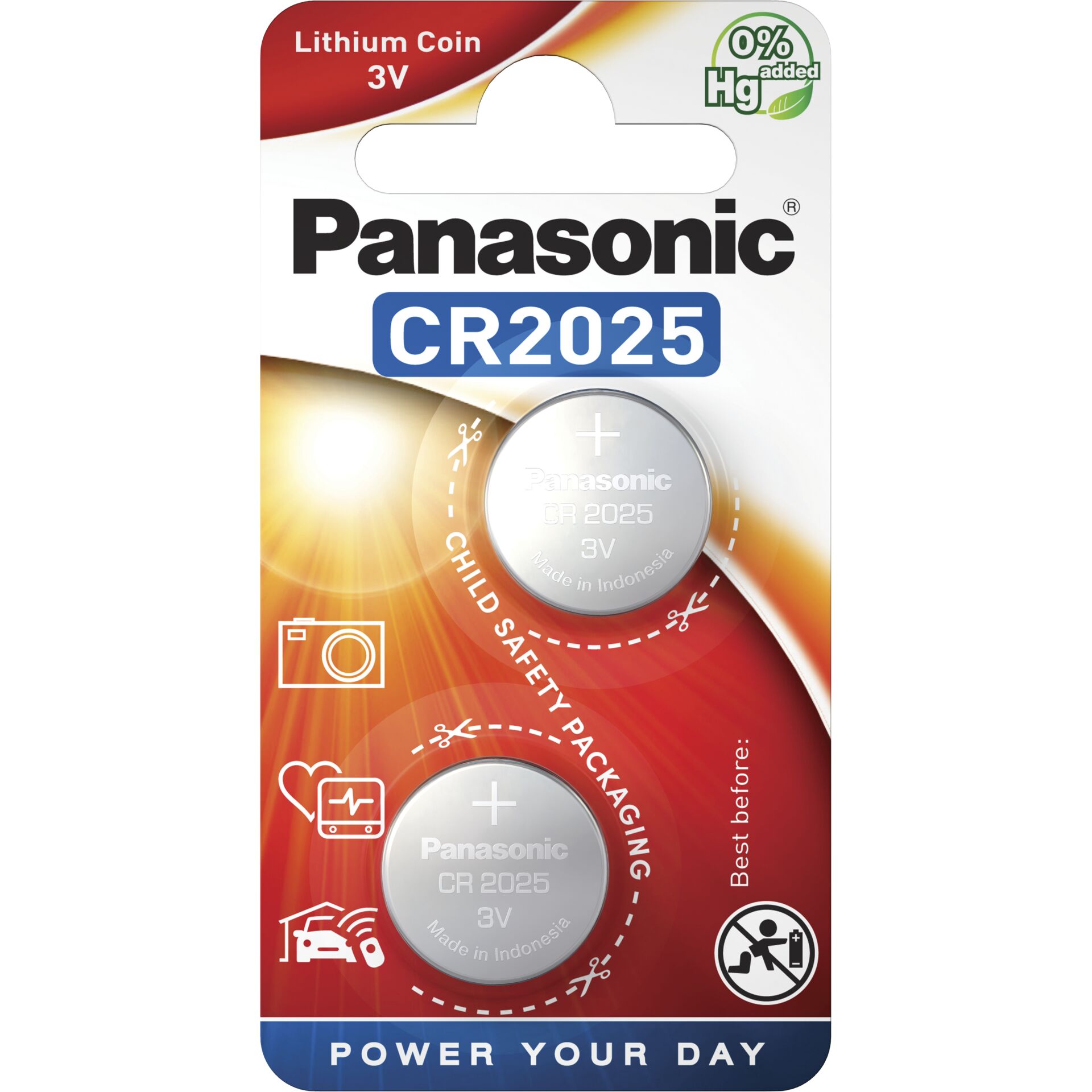 Panasonic Lithium 3V  CR 2025 Knopfzelle 2er Pack 