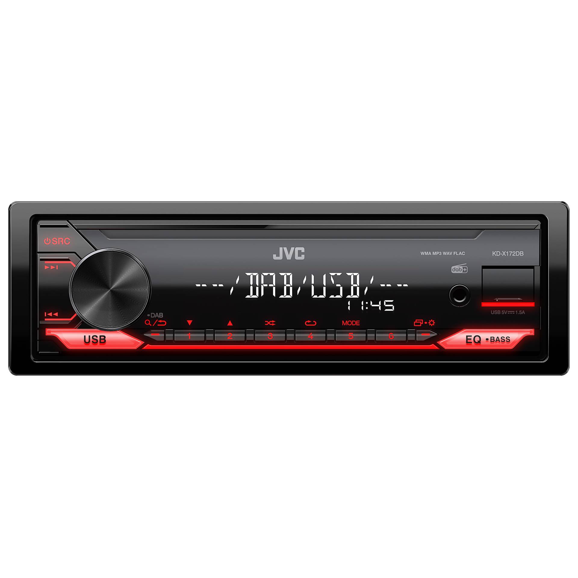 JVC KD-X172DB Auto Media-Receiver Schwarz, Rot 350 W