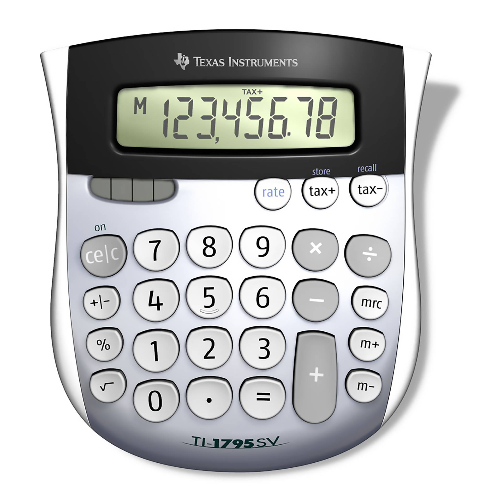 Texas Instruments TI-1795 SV Taschenrechner Desktop Einfacher Taschenrechner Schwarz, Silber, Weiß