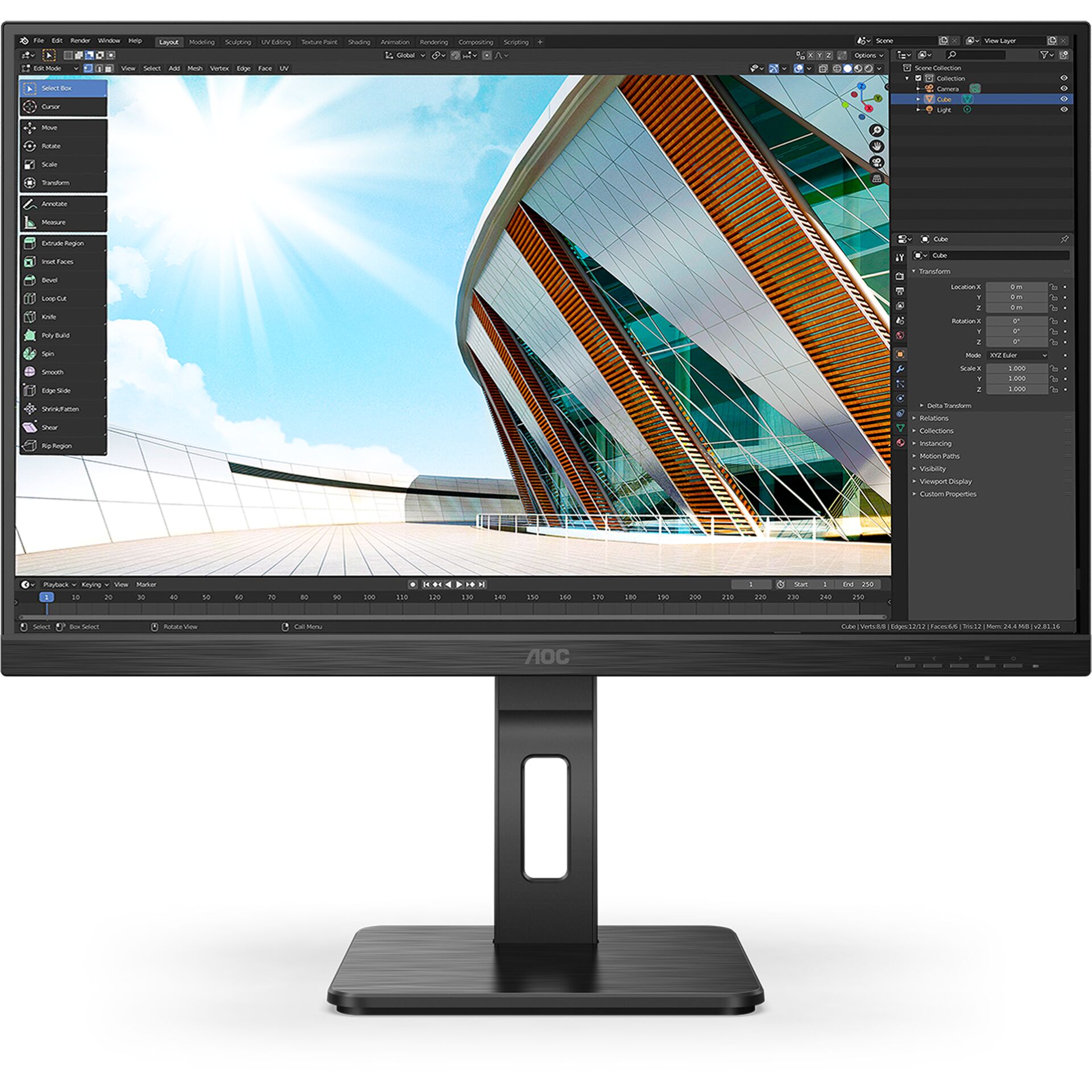 27 Zoll AOC 27P2Q, 68.6cm TFT, 4ms (GtG), 1x VGA, 1x DVI, 1x HDMI 1.4, 1x DisplayPort 1.2