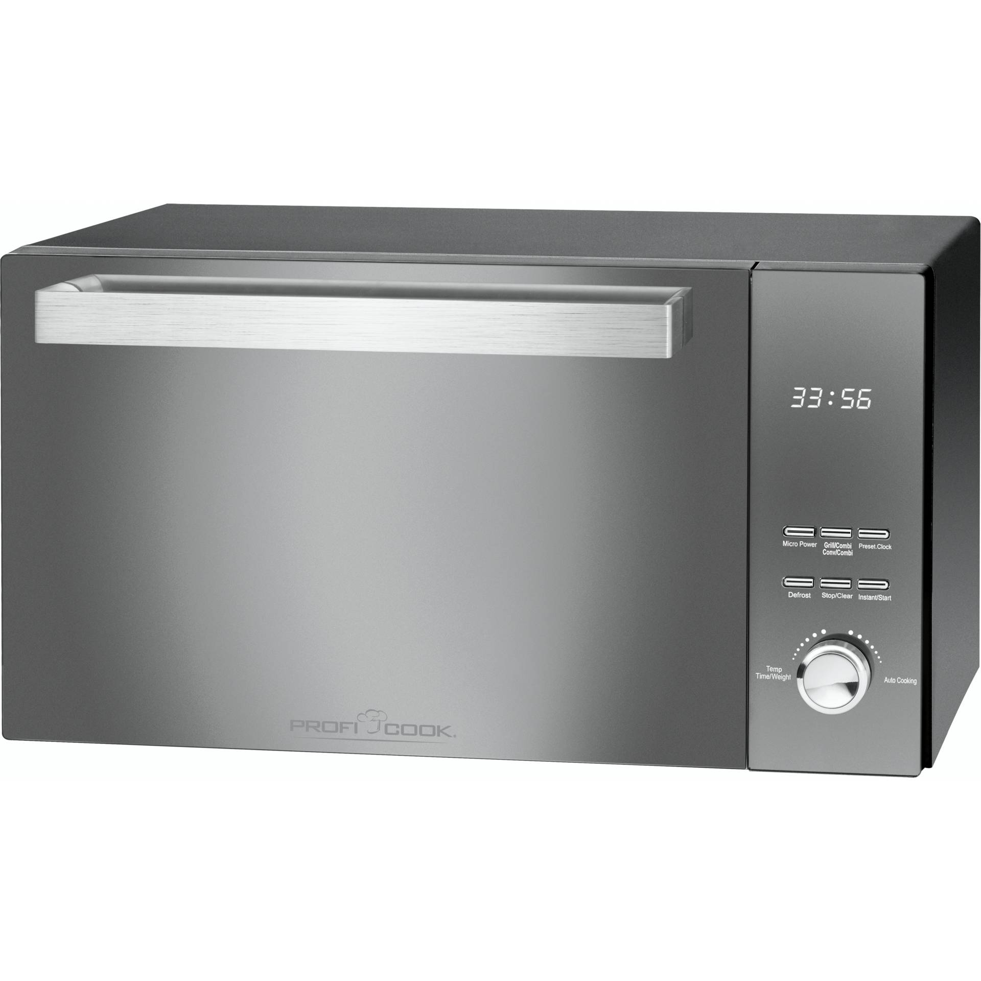 ProfiCook PC-MWG 1204 Spiegel, Edelstahl Grill-Mikrowelle Arbeitsplatte 23 l 800 W